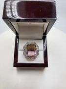 Extremely fine Victorian natural citrine, diamonds ring on silver