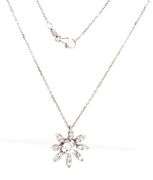14kt White gold 0.90ctw diamond flower pendant on chain