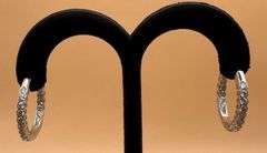 14K White Gold Round Brilliant Cut Lab Diamond Hoop Earrings of 1.0ct