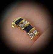 Sophisticated 18K Yellow Gold Sapphire & Diamond Ring