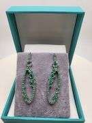 Very high quality hand made emerald on silver earrings