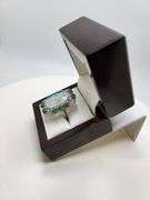 Extremely fine Victorian natural opal in center and emerald, diamonds ring on silver