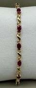 14K Yellow Gold Ruby and Diamond Tennis Bracelet