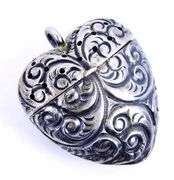Antique Sterling Silver Heart Vinaigrette Scent Box