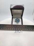 Extremely fine Victorian natural  4 blue topaz and diamonds ring on silver