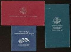 3 Different US Proof Commemorative Silver Dollars in Original Packaging