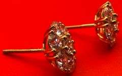 14K Yellow Gold Round Brilliant Cut Lab Diamond Earrings of 2.50ct