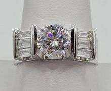 Mens Sparkling 2.35 Ct White Fire Moisanite Ring