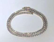 18 K White Gold Plated Sparkling 36.5 Ctw Lab Simulated Diamond Tennis Necklace