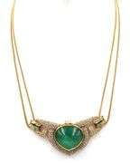 18kt Yellow gold emerald and diamond necklace