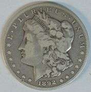 Very scarce 1892-CC Morgan Silver Dollar. Sharp