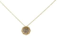 New 1.03ctw Round Diamond Cluster Hexagon Beaded Pendant Necklace in 14K