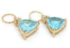 14kt Yellow gold Trillion topaz and diamond accent hoop charms