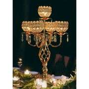 Gold Candelabra Centerpiece with Crystal Pendants