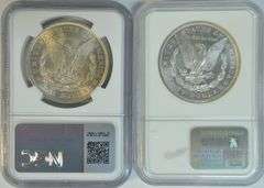 Pair of near Gem BU NGC MS64 graded 1881-S & 1921 Morgan Silver Dollars