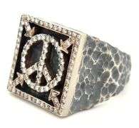 925 Sterling silver Hammered diamond peace ring