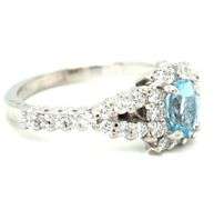 Platinum aquamarine and diamond cocktail ring