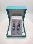 Extremely fine Victorian turquoise and diamonds with sapphire earrings