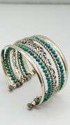 925 Sterling Silver Carolyn Pollack Stack Turquoise Cuff Bracelet