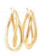 14kt Yellow gold high polish textured double twisted hoop earrings