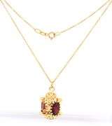 14kt Yellow gold multi gemstone Lantern style pendant on chain