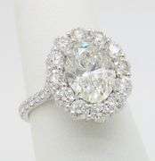 Designer Rahaminov GIA 3.84CTW Earth Mined Oval Diamond Ring