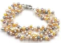 3 Row multi color pearl bracelet