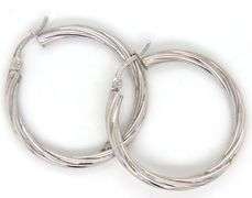 14kt White gold twisted hoop earrings
