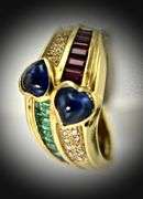 Colorful 18K Sapphire, Ruby, Emerald & Diamond Earrings