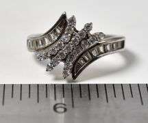 CZ Gemstone Bypass Ring in Sterling Silver