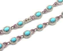 Inspiring 21.15CTW Oval Cabochon-Cut Turquoise, 4.25CTW Single Cut Faceted Rubies & 4.25CTW Diamond 