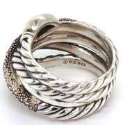 925 Sterling silver David Yurman black diamond Hematite black onyx ring