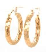 14kt Yellow gold diamond cut florentine hoop earrings