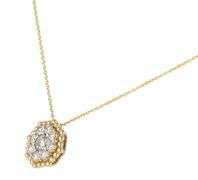 New 1.03ctw Round Diamond Cluster Hexagon Beaded Pendant Necklace in 14K