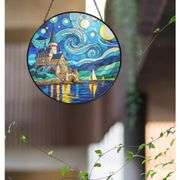 Castle by the Lake Stained Glass Suncatcher