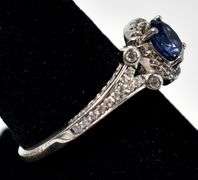 Blue Sapphire and CZ Gemstone Ring in Sterling Silver
