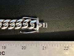 Huge 194 Gram 14 Kt White Gold Plate Cuban Link Chain Necklace