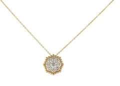 New 1.03ctw Round Diamond Cluster Hexagon Beaded Pendant Necklace in 14K