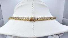Sparkling 18 Kt Yellow Gold Plated 36.5 Cttw Lab Simulated Diamond Tennis Necklace