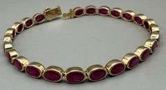 14K Yellow Gold Ruby Tennis Bracelet
