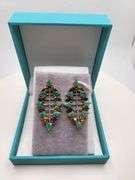 Extremely fine Victorian Emerald and diamonds and sapphire earrings