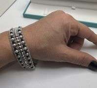 Elegant 14KT White Gold Pearl and Onyx Bracelet