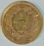 1874 US Type Three $1 Gold Piece with solder on edge.