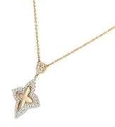 New 0.28ctw Diamond Clover Blossom Frame Two Tone Pendant Necklace in 14K