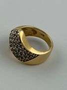 14KT Yellow Gold Bypass Design With Pave Diamon Ring