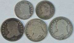 2 Capped Bust Half Dimes & 3 Capped Bust Dimes. All different in circ