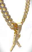 Huge World Series 114.5 Gram 14 Kt Gold Plated Simulated Diamond  Baseball Chain Pendant cklace