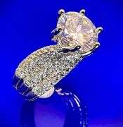 Ladies Large 4.5 Ct Sparkling White Simulated Lab Diamond Solitaire  Ring