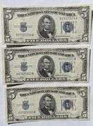 Three Consecutive Unc 1934 D Silver Certificates.