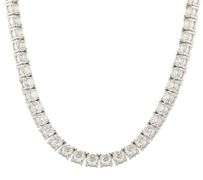 New 43.16ctw Round Diamond Tennis Necklace in 14K